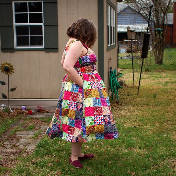 eshakti Dresses Patchwork Print Dress With Pockets Poshmark